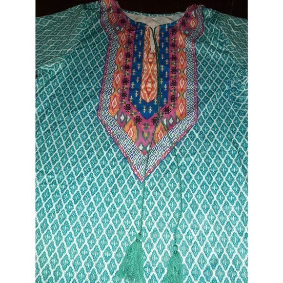 New Large Multi-Color Wiwiqs Boho Bohemian Style Loose Fit 3/4 Sleeve Dr… - Picture 2 of 5